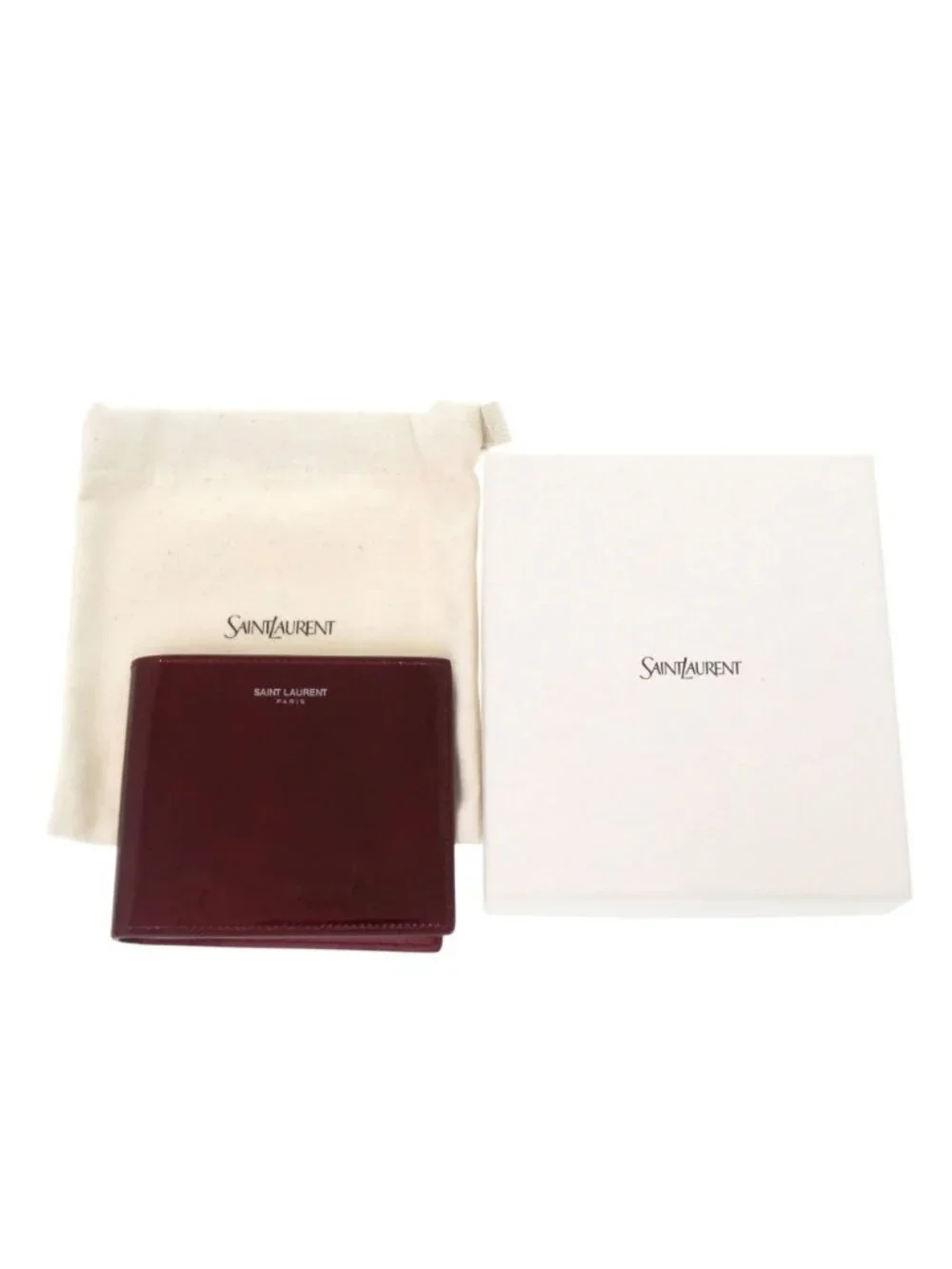 Saint Laurent Paris East West Wallet Patent Leather Bordeaux Red Bifold